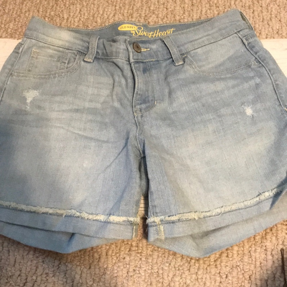 Light wash jean shorts